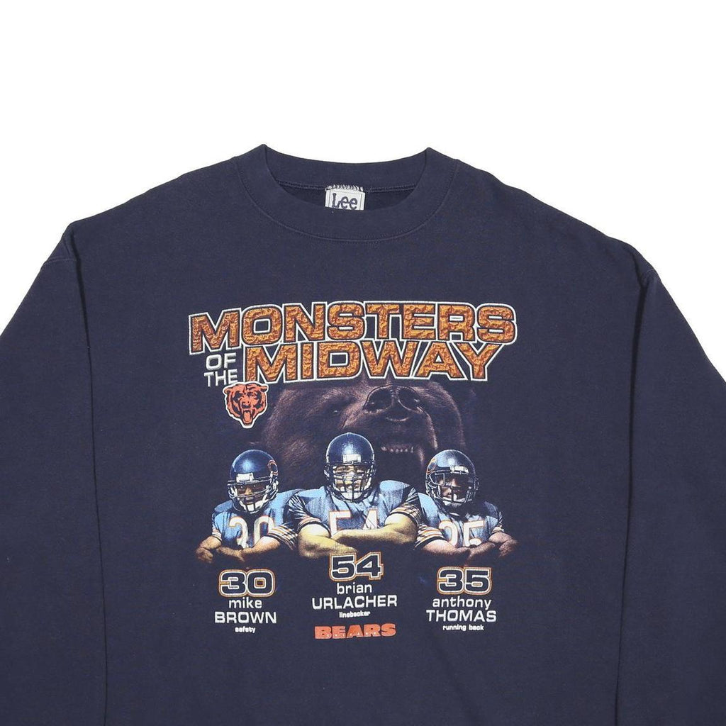 LEE Mens Navy Blue Monsters Of The Midway Crew Neck XL Graphic Sweatshirt