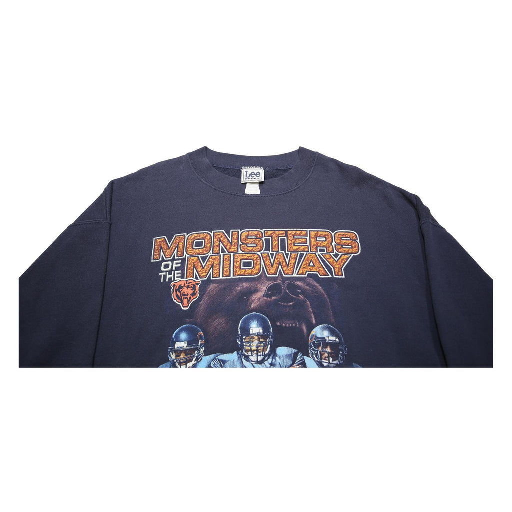 LEE Mens Navy Blue Monsters Of The Midway Crew Neck XL Graphic Sweatshirt