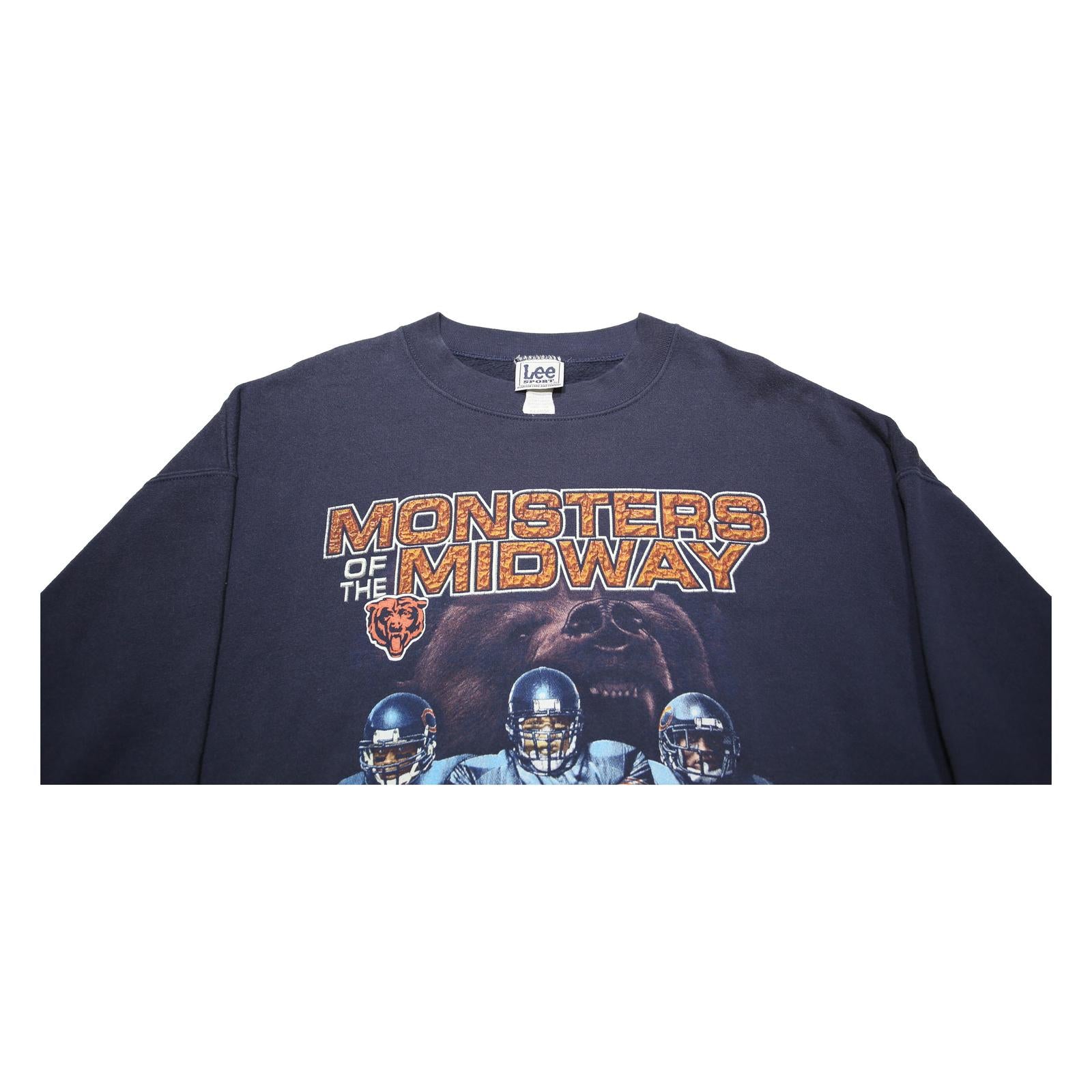 LEE Mens Navy Blue Monsters Of The Midway Crew Neck XL Graphic Sweatshirt