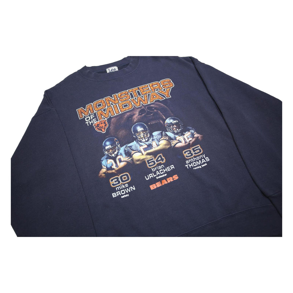 LEE Mens Navy Blue Monsters Of The Midway Crew Neck XL Graphic Sweatshirt