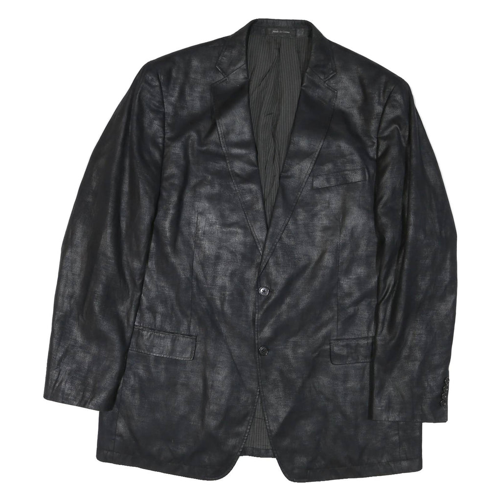 Mens Black Polyester Blend Classic Jacket XL Button Plain Formal Outerwear
