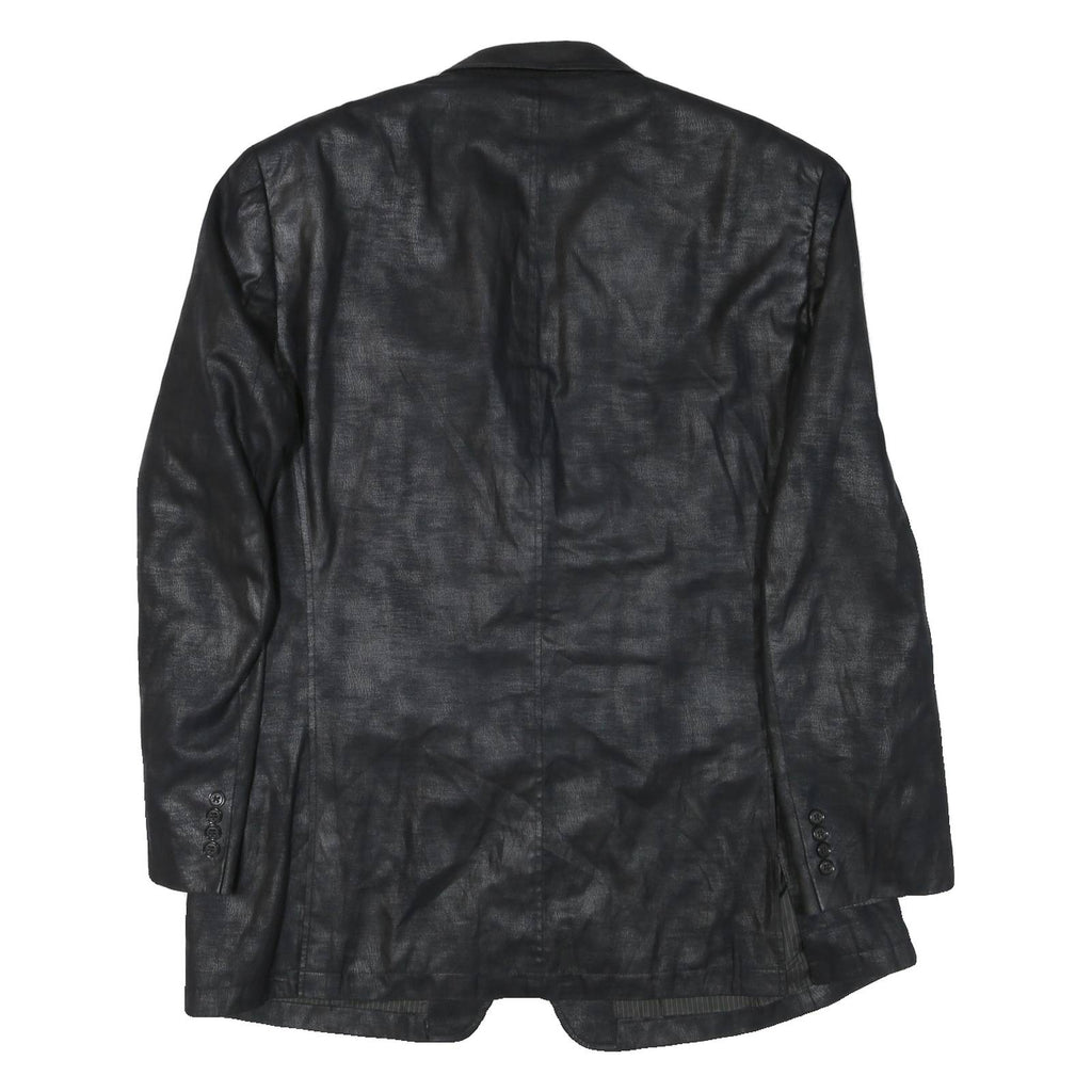 Mens Black Polyester Blend Classic Jacket XL Button Plain Formal Outerwear