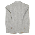 Mens Beige Wool Blend Check Blazer Jacket L Classic Fit Button Closure Long
