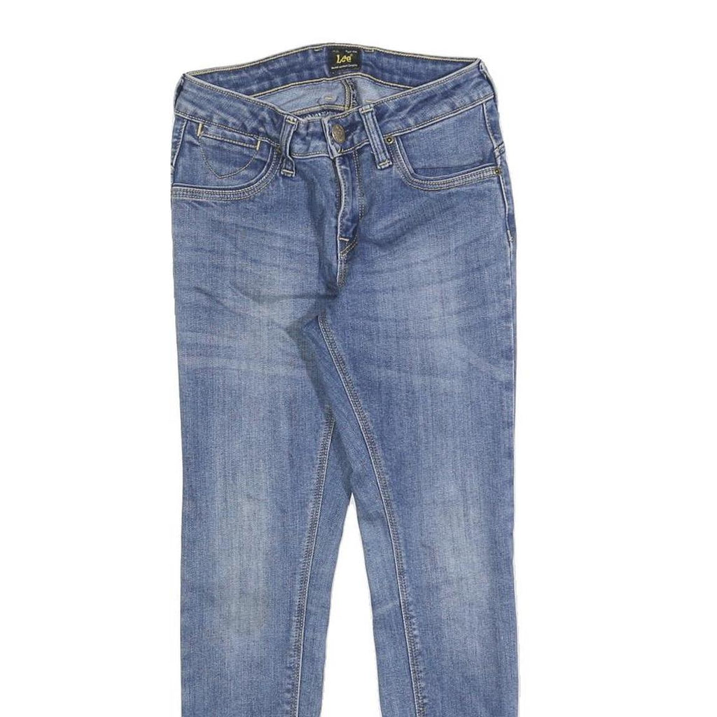 LEE Womens Slim Blue Denim Slim Jeans W25 L25 Stretch Cotton Blend Zip