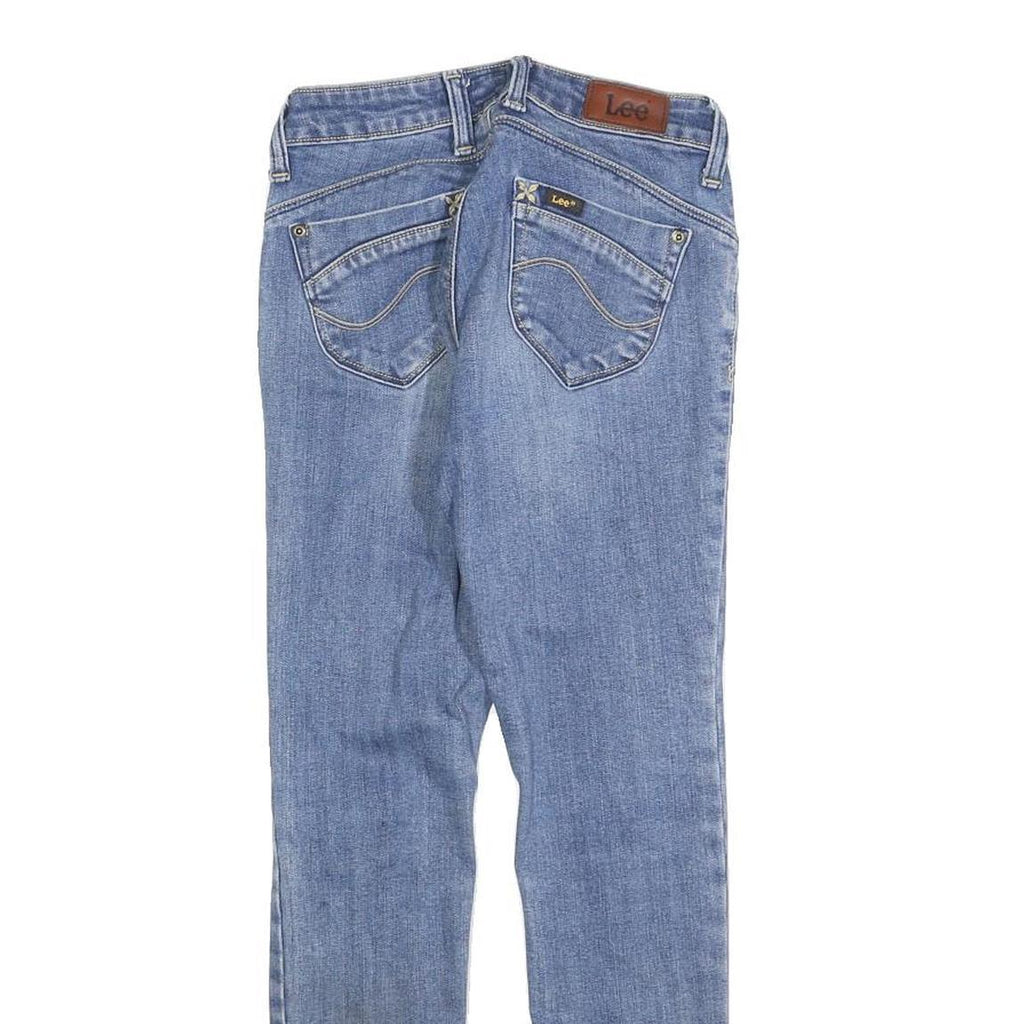 LEE Womens Slim Blue Denim Slim Jeans W25 L25 Stretch Cotton Blend Zip