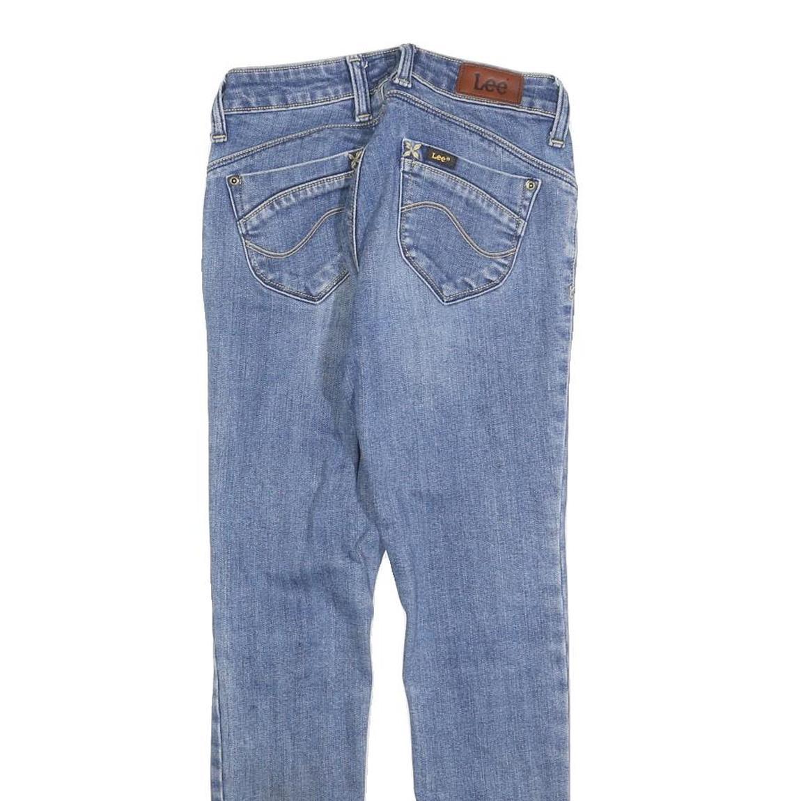 LEE Womens Slim Blue Denim Slim Jeans W25 L25 Stretch Cotton Blend Zip