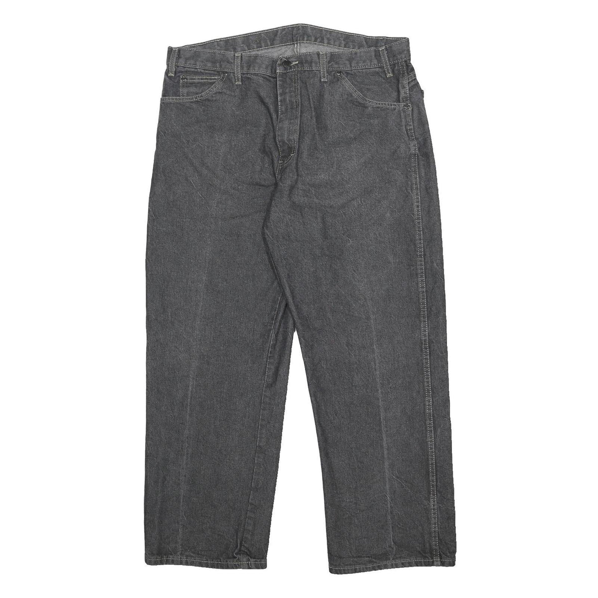DICKIES Mens Jeans Black Relaxed Straight Denim Medium W38 L30 Workwear