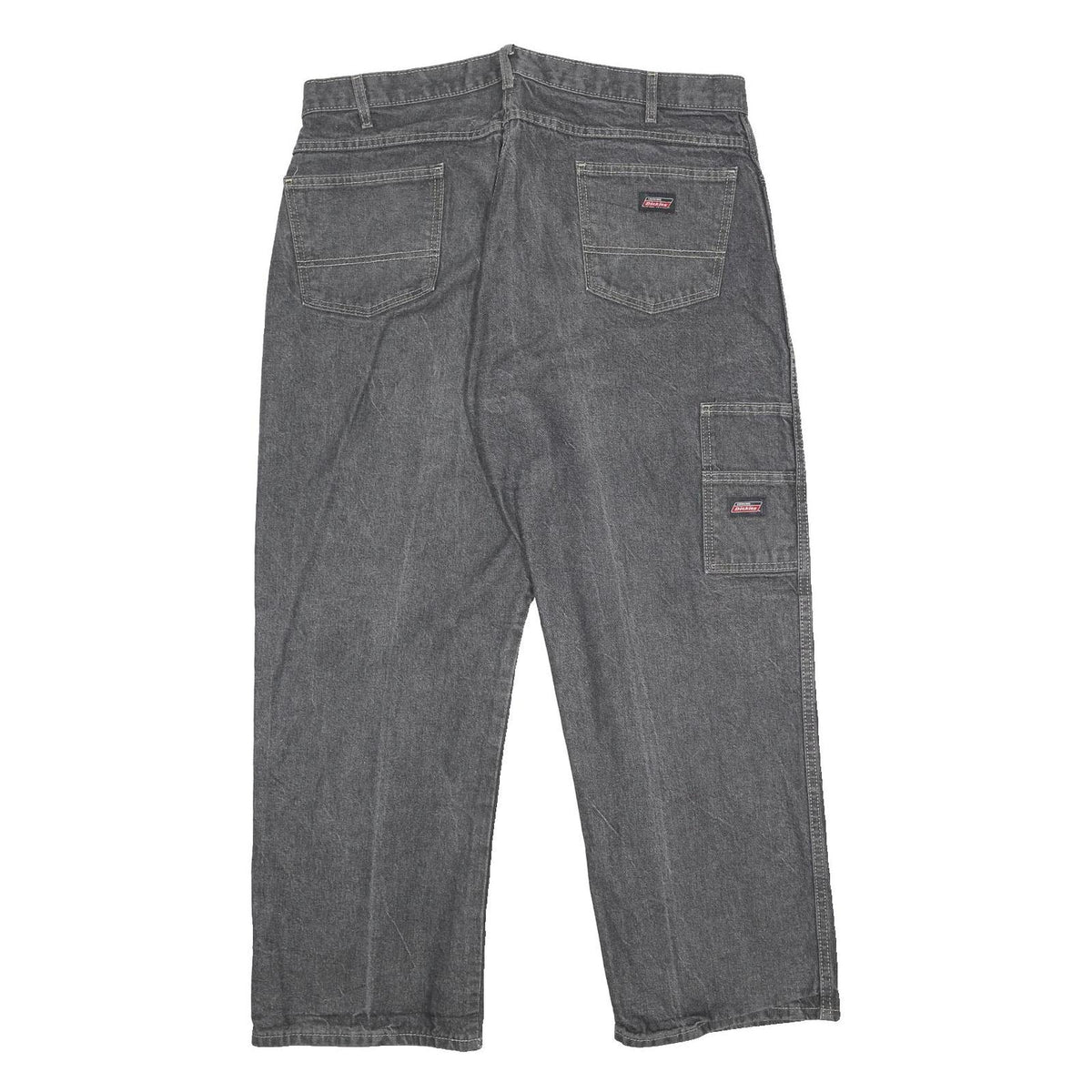 DICKIES Mens Jeans Black Relaxed Straight Denim Medium W38 L30 Workwear