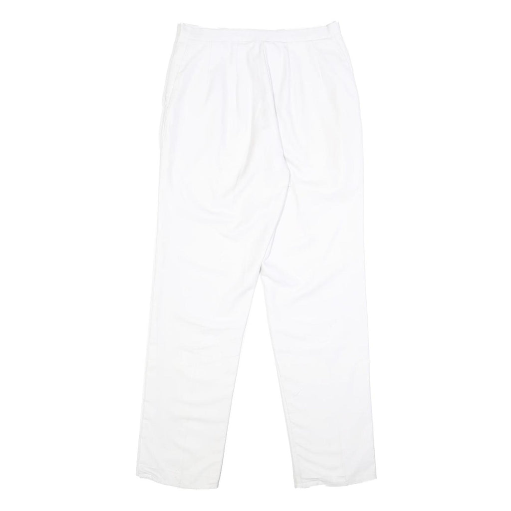 Womens Regular Fit White Cotton Blend Trousers W26 L28 Zip Closure Plain Pattern