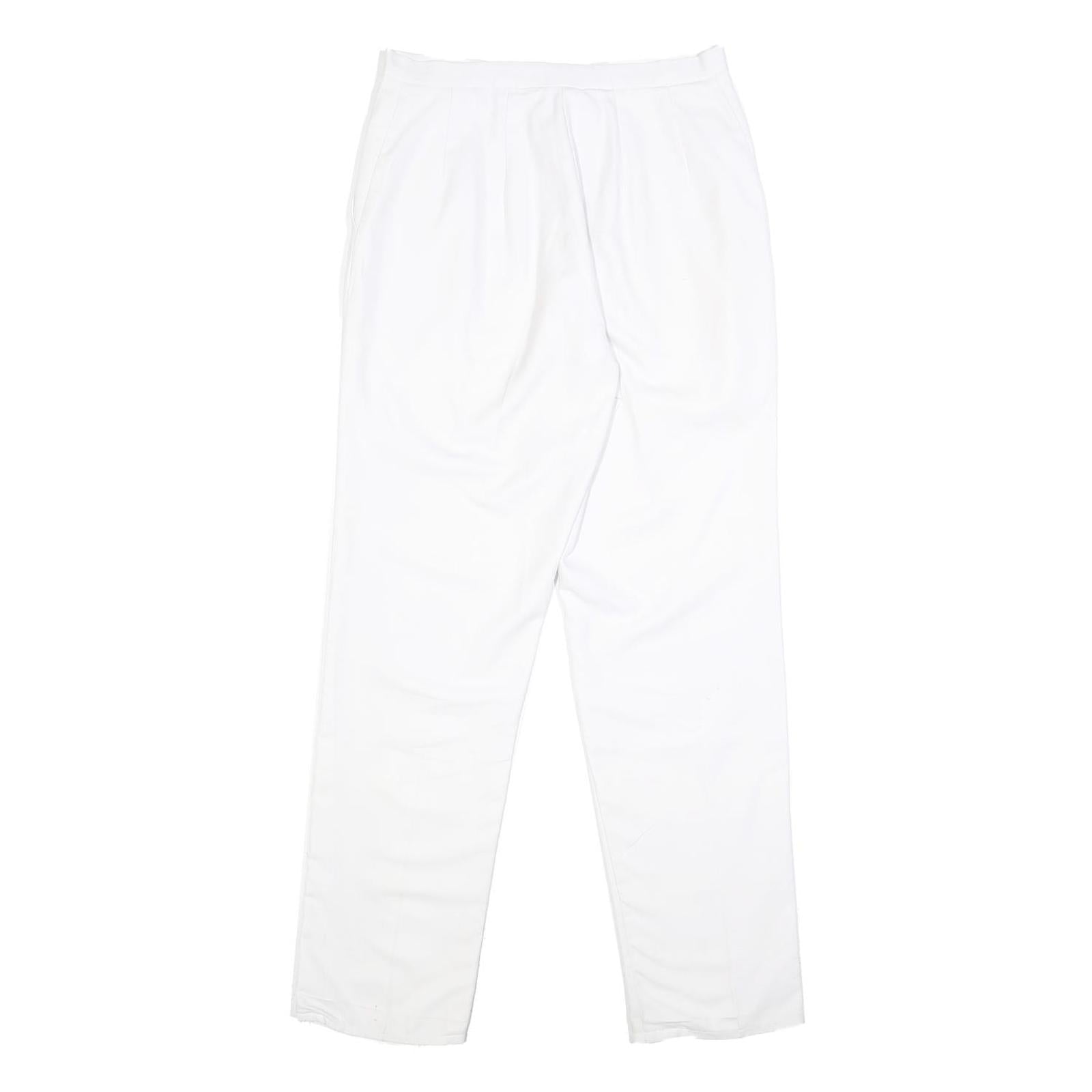 Womens Regular Fit White Cotton Blend Trousers W26 L28 Zip Closure Plain Pattern